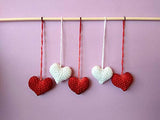 Miniature Hearts Set, Crochet Valentines Day Favor Ornament, Handmade Garland