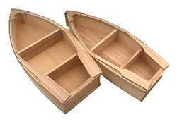 2 Pack Unfinished Natural Wood Craft Project Wood Boat Canoe | Ideal for DIY Projects and Home, Office, Decorations