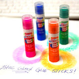 BAZIC Washable Colored Glue Stick 8g/0.28 Oz, All Purpose Acid Glue Sticks for Kids Photos Paper Kids at School Home Office (4/Pack), 24-Packs