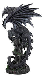 Ebros Large 23.5" Tall Ancient Black Ghost Dragon Guarding Castle Rampart ATOP A Rocky Cliff by River Bank Statue Mythical Fantasy Dungeons and Dragons Home Decor Mantelpiece Centerpiece Figurine