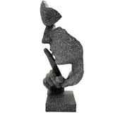 Thinker Statue Keep-Silence Office Décor - Silence is Gold Abstract Sculpture Keep Silent Men Figurine Creative Face Sculpture(Stone)