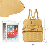 Girls Mini Backpack Bowknot Polka Dot Cute Daypacks Convertible Shoulder Bag Purse for Women (Yellow)