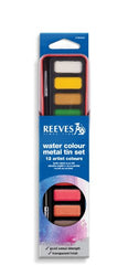 Reeves Water Color Pans with Red Metal Tin, Set of 12