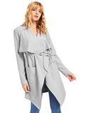 ROMWE Women's Waterfall Collar Long Sleeve Wrap Trench Coat Cardigan Grey L