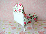 Miniature Chair Floral Fabric. Upholstered Dollhouse Furniture 1:8 th Handcrafted