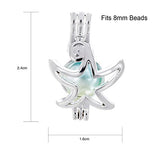 10pcs Starfish Pearl Cage Bright Silver Beads Cage Locket Pendant Jewelry Making-For Oyster Pearls,