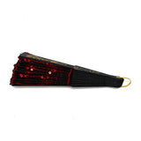 Radix Elegant Fabric Folding Hand Fan (Red/Black) - Snaps Open, Easy to Handle. Cools effortlessly.