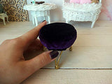 Miniature dollhouse elegant chair, Victorian violet velvet seat with gold metal legs