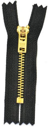 ZipperStop Wholesale Authorized Distributor YKK 3" Jean Zippers - YKK #5 Jeans Brass ~ 580 Black (3