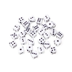 30 Acrylic Beads Dice White 10mm