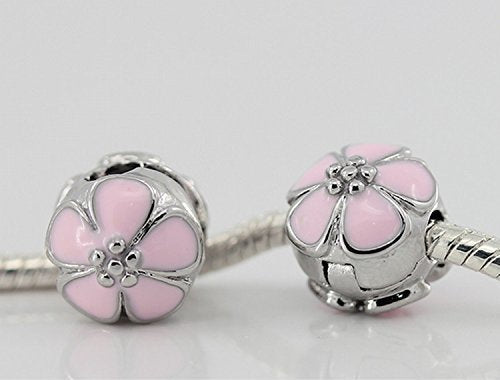 HYBEADS One Per Enamel Clip cherry flower safety Bead charm Fits European Stopper Chip Charm