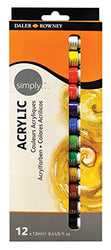 Daler-Rowney Simply Soft-Bodied Acrylic Color Set, 0.4 Ounce Tube, Set of 12