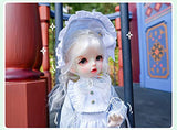 New 1/6BJD Doll Clothes Lolita Lace Dress Headwear Socks Set 30cm Doll Clothes BJD SD YOSD Doll Accessories (Blue)