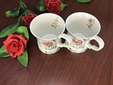 Lightahead Elegent Bone China Unique Set Of Two Coffee Tea Mugs 10 oz each cup set in attractive