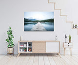 Nature Painting on Canvas Prints and Poster Lake Sky Clouds Woods Forest Paintings Pictures for Living Room Birthday Gifts Room Decoration Stretched and Framed Ready to Hang for Wall (36''W x 24''H)