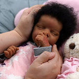 JIZHI Lifelike Reborn Baby Dolls Black - 17-Inch Baby-Soft Body & Curls Realistic-Newborn Baby Dolls African American Real Life Baby Dolls Cloth Body with Feeding Kit & Gift Box for Kids Age 3+