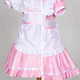 Japanese Anime Sissy Maid Dress Cosplay Sweet Classic Lolita Fancy Apron Maid Dress with Socks Gloves Set (Pink)(XL = Asia XXL)