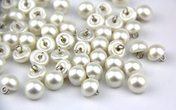 RayLineDo Pack of 200pcs 10mm White Pearl Bead Cap Half Ball Dome Metal Circle Hook Buttons for