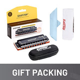 East top Harmonica C, Updated Diatonic Blues Deluxe Harmonica C Key 10 Holes 20 Tones Professional Blues Harp Diatonic Mouth Organ, Blues harmonica for Adults, Professionals, Beginners and Students