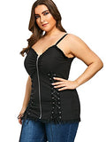 Nihsatin Women's Plus Size Lace up Ribbed Tops Casual T-Shirts Gothic Corset Top