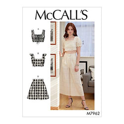 McCall Pattern Company McCall's Women's Crop Top, Shorts, and Flared Leg Pants, Sizes 12-20 Sewing Pattern, White