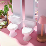 2 Pieces Mini White Toilet Seat Toy Doll House Furniture Miniature Classic Bathroom Baby Toilet Toy Tiny Cake Topper Bathroom Furniture Dollhouse Accessories