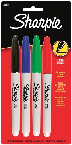 Sharpie 30174 Permanent Marker Set of 4 (Red, Blue, Green, Black)