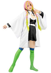 C-ZOFEK Women's Anime Cosplay Costume White Kimono Black Suit Outfit with Socks (Medium)