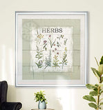 Renditions Gallery Shiplap Herbs Artwork Giclee Canvas Wall Art Framed Botanical Prints For Nature Lovers Kitchen Decor Painting, 16 x 16, Silver