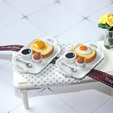 Simulation Egg Toast Food Breakfast Tray Mini Figurine 1/12 Doll House Accessory,Perfect DIY Dollhouse Toy Gift Set Butter Toast