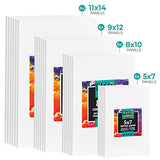 KEFF Paint Canvas Panels Set- 24 Multi- Pack, Pre-Primed Art Canvases for Painting, 5x7, 8x10, 9x12, 11x14. White Cotton Canvases for Acrylic, Oil, Gouache, Tempera Paints