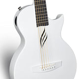 Enya Nova Go Carbon Fiber Acoustic Guitar 1/2 Size Beginner Adult Travel Acustica Guitarra w/Starter Bundle Kit of Colorful Packaging, Acoustic Guitar Strap, Gig Bag, Cleaning Cloth, String(White)