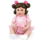 PURSUEBABY 16 Inch Realistic Weighted Reborn Baby Girl Doll “Pink Bunny” Soft Snuggle Body, Real Looking Reborn Toddlers Doll 6-Pieces with Gift Box Set