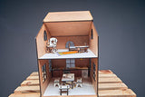 Dollhouse with furniture, eco-friendly, wooden toy, 3d puzzles