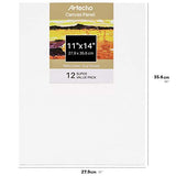 Artecho 11x14 Inch Canvas Panel Broads, White Blank 12 Value Pack, Art Painting Canvas, Primed 100% Cotton, for Painting, Acrylic Pouring, Oil Paint & Artist Media