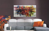 Amei Art Paintings,24X48 Inch Hand-Painted Oil Paintings on Canvas Colorful Square Abstract Painting Contemporary Artwork Home Decor Simple Modern Wall Art Wood Inside Framed Ready to Hang