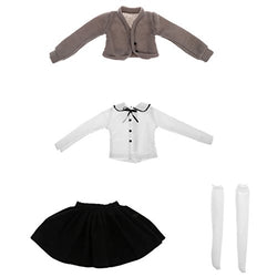 Baoblaze Doll Student Uniform Clothing Cardigan Shirt Mini Skirt Stockings Outfit for 1/3 BJD SD DD DOD MSD Dollfie