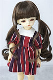 Wigs Only JD337 6-7inch 16-18CM Pony Braids BJD Doll Wigs 1/6 YOSD Synthetic Mohair Doll Accessories 4 Colors Available (Brunette)