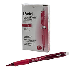 Pentel Twist-Erase EXPRESS Mechanical Pencil 0.9mm, Red Barrel , Box of 12 (QE419B)