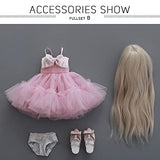 ZDD 42cm Moka 1/4 Resin Doll Anime Figure BJD Fullset Pink Short Evening Dress, Resin Toys for Kids Surprise Gifts for Girls Birthday Present
