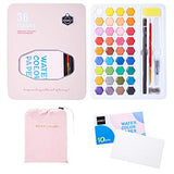 OOKU 36 Professional Gouache Watercolor Kit with Water Brush Pen, Pencils, Pouch | Watercolor Set with Metal Box | Painting Supplies with Palette | Perfect for Artists Students Kids & Adults - Pink