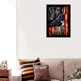5D Diamond Painting by Number Kit, American Flag Patriotic DIY Full Round Drill Diamond Painting Rhinestone Picture Craft Arts for Home Wall Decor 12x16in