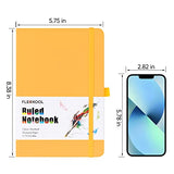 FLEEKOOL Lined Journal Notebook with 100gsm Thick Paper,A5 College Ruled Notebook with Pen Loop,Hardcover,Inner Pocket,5.75'' X 8.38'' - Yellow