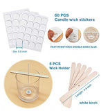 Nuozme 100 Pcs Natural Candle Wicks with 60Pcs Candle Wick Stickers and 5 Pcs Wooden Candle Wick Centering Device Candle Making Kit Supplies for Candles Making，Candle DIY，Christmas Gift (8 inch)