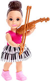Barbie Music Teacher Doll, Blonde, and Playset with Flipping Chalkboard, Brunette Student Small Doll and 4 Musical Instruments, Career-Themed Toy for 3 to 7 Year Old Kids