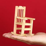 Jetec 3 Pieces Dollhouse Wooden Rocking Chairs 1:12 Unfinished Miniature Wooden Model Chair Tiny Furniture Model for Dollhouse Decoration for Easter, Weddings, Birthdays, Parties, Cake Decorations