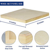 KaziUS Wooden Panels for Painting - Set 2 - Size 14in x 12in - Wood Paint Pouring Panel Boards for Craft, Artist Wooden Wall Canvases - Birchwood Surface and Pine Cradle.