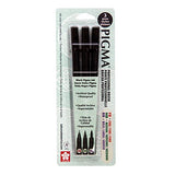 Sakura 50028 Pigma Professional Brush, Fine/Medium/Bold, Black, 3-Pack
