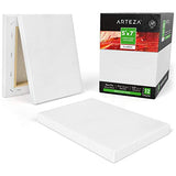 Arteza 5"x7" Stretched White Blank Canvas, Bulk (Pack of 12), Primed 100% Cotton, for Painting, Acrylic Pouring, Oil Paint & Wet Art Media, Canvases for Professional Artist, Hobby Painters & Beginner
