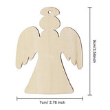 Tatuo 30 Pieces Wooden Angel Shape Cutouts Crafts Blank Wood Hanging Ornaments with 3 Rolls